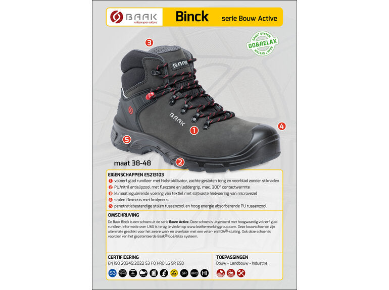 Baak Binck 213103 S3 (Dealers only) Zwart