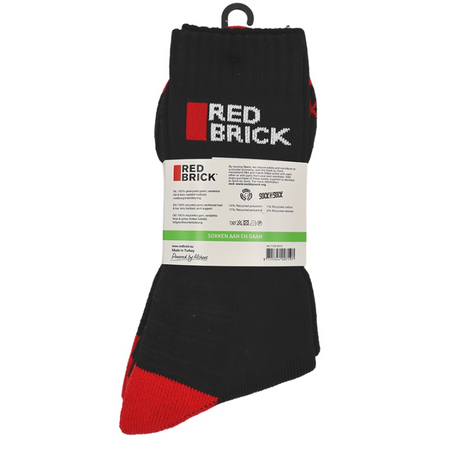 Redbrick Recycled Werksokken 2-Pack Zwart/Rood