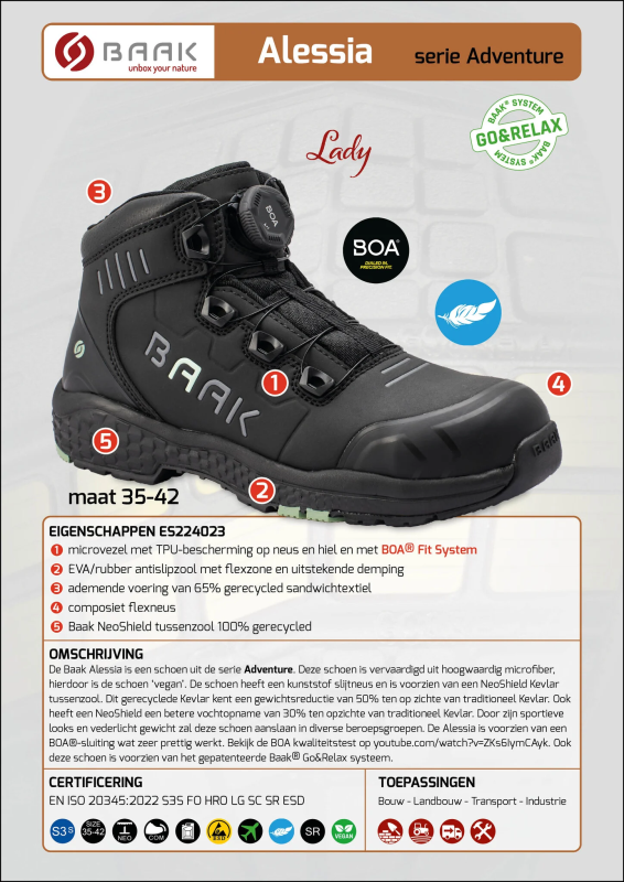 Baak Alessia BOA 224023 S3S Zwart/Groen